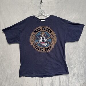 Disneyland Resort Shirt Mens XL Blue Mad Pete's Speed Shop Graphic Tee